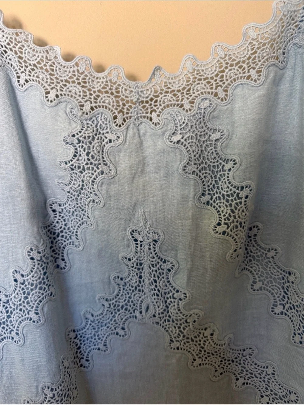 J. Crew 90’s Inspo Minimal Blue Coastal Lace Trim Linen Slip Midi Dress 10
